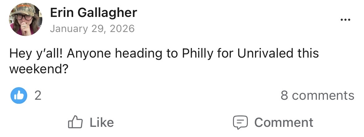 Community chat screenshot from inside Sports Bra Strength