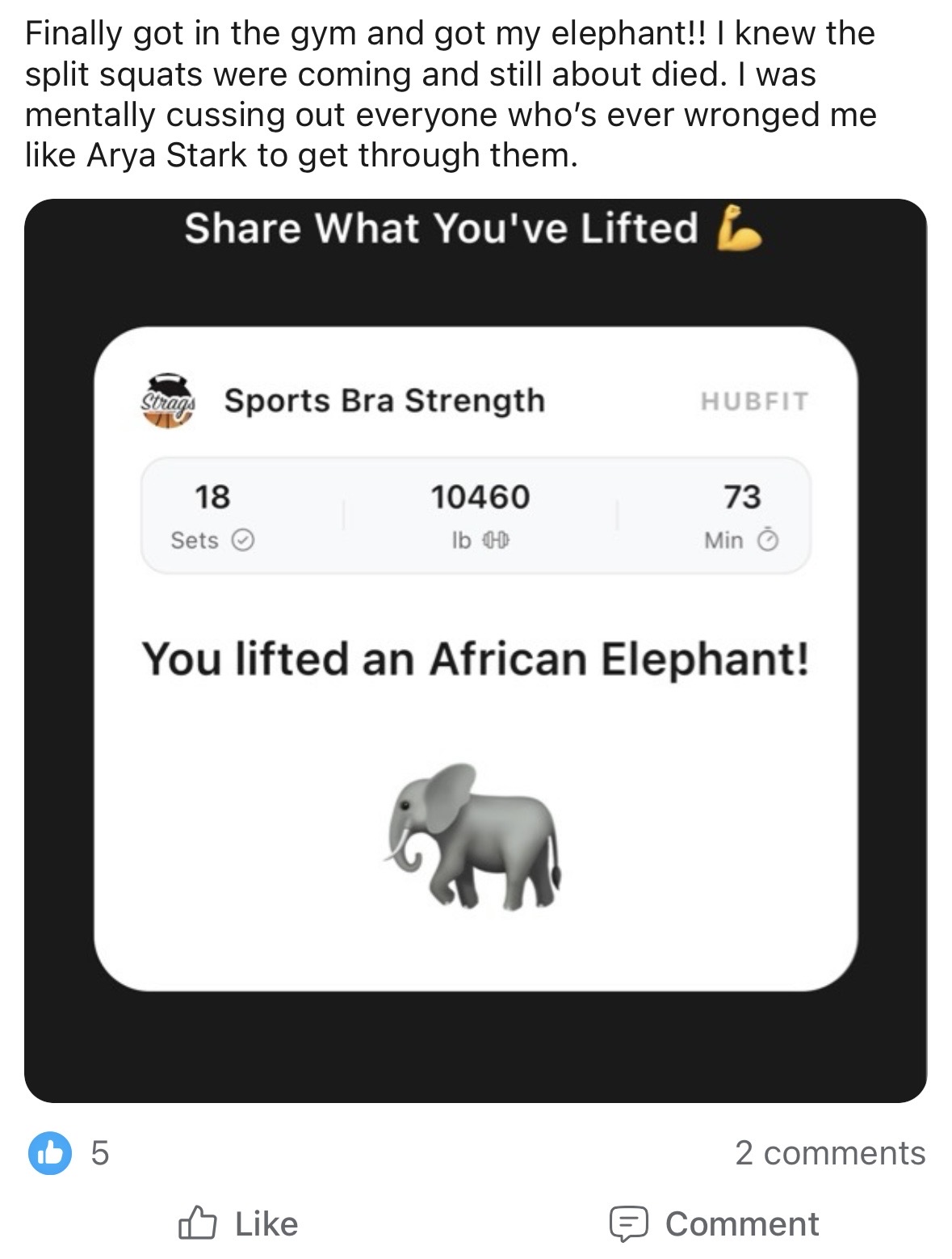 Community chat screenshot from inside Sports Bra Strength