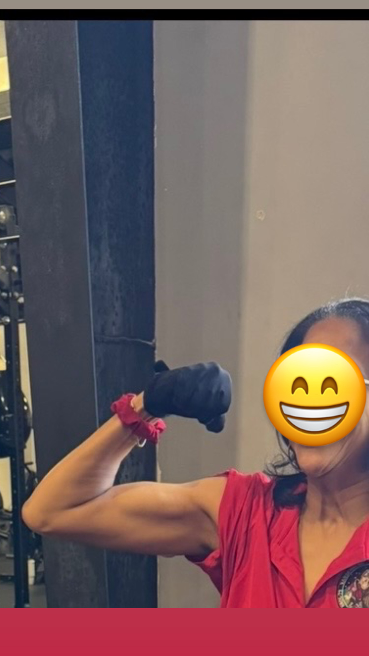 Karolyn showing progress after training with Sports Bra Strength